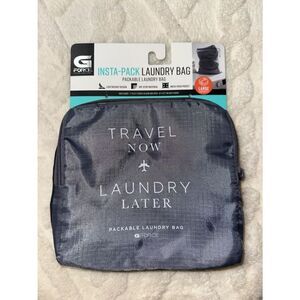 GFORCE Gray White “Travel Now Laundry Later” Zip Foldable Travel Laundry Bag